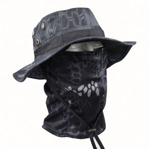 หมวกบักเก็ตลายพรางแบบมีรูเดียวพร้อมบาลาคลาวา ขายส่ง มีสินค้าในสต็อก หมวกตกปลาแบบปรับได้ - Product Image 3