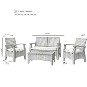 Ensemble de meubles de conversation d'extérieur en rotin tressé robuste de qualité commerciale, 4 pièces, avec coussins épais haute densité pour patio et jardin - Product Image 2