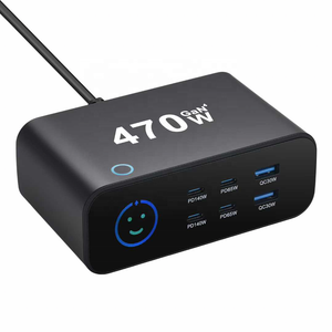 Station de charge USB-C multiport 405W, chargeur mural de bureau, GaN PD 140W, sortie totale 470W, ignifuge, prise USA/UK/EU/AU - Product Image 2