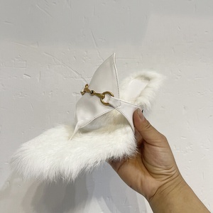 Low Heels Women <b>Clip</b> Toe Fluffy Fur Slides Dress on Metal Decor Thong Sandals Fashion Summer Slippers Shoes Size 43 - Product Image 5