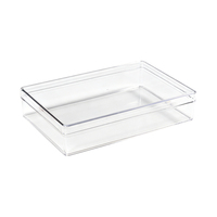 Boîte à tiramisu rectangulaire en PS de qualité supérieure, épaisseur 2 mm, transparente comme du cristal, 2200 ml, extra large, de qualité alimentaire, pour mousse, dessert, pâtisserie, avec couvercle