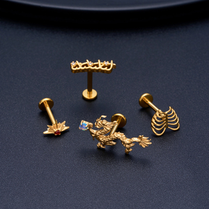 Piercing de <span class=keywords><strong>nez</strong></span> en titane G23 16G, bijou or et zircon rouge pour tragus, cartilage, conque, hélix avant, bijoux d'oreille - Product Image 5