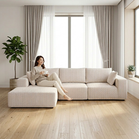 Canapé modulaire en forme de L HUATEAN 108 pouces avec assise profonde en PU, design moderne pour chambre à coucher (beige)