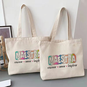 1 Pc Teach Love Inspire Spanish Pattern Tote Canvas Sac à bandoulière personnalisé pour le voyage Sac à provisions pour femmes - Product Image 4