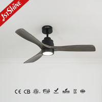 Ventilateur de plafond 1stshine pour salon, pales en bois massif, télécommande, ventilateur de plafond en bois avec lumière LED