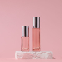 Vente en gros d'emballage cosmétique vide de 5ml 10ml rouleau en or rose sur la bouteille soins de la peau huile essentielle rouleau en verre rose bouteille de parfum