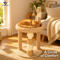 Griffoir multi-niveaux pour chat avec lit annulaire rembourré et tour à griffoir en sisal avec boule suspendue pour chats d'intérieur et chatons