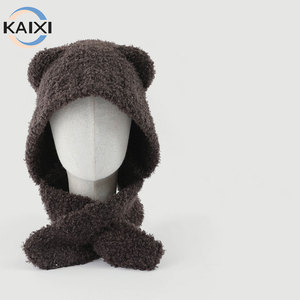 Gorro de Punto con Orejas de Oso, Suave y Agradable al Tacto, para Otoño e Invierno, con Bufanda, Protección para las Orejas, Gorro de Felpa, Personalizable al por Mayor - Product Image 3