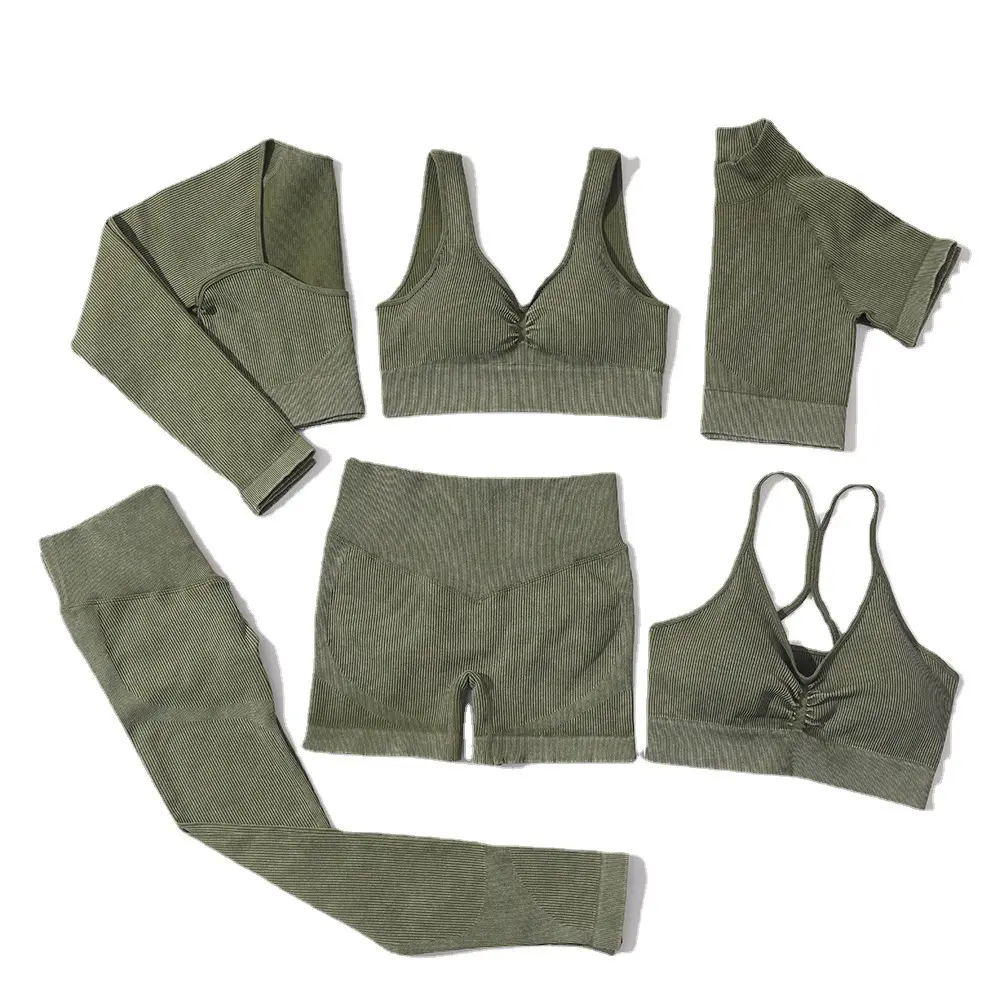 Workout Clothes Seamless Sports Bra Yoga Leggings 5 Piece Set Seamless Yoga Set Sport Wear Gym Clothes