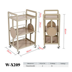 Chariot de beauté beige clair pour salon de beauté W-x209 à 3 niveaux avec garde-corps 360 °   Roues universelles pour salon - Product Image 6