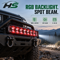Barre lumineuse LED HSSH 10 pouces 75W à double rangée avec rétroéclairage RGB, faisceau spot haute intensité, contrôle par interrupteur pour camion, SUV, 4x4