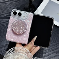 Coque de téléphone antichoc avec support magnétique brillant à motif coquillage doré et cadre avant pour Apple 18 Ultra, coque arrière en PC pour 18Fold