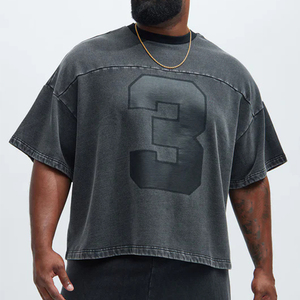 270 그램 Magliette 블랙 베이직 코튼 특대 남성 티셔츠 라운드 넥 반팔 루즈핏 캐주얼 스트리트웨어 패션 티 - Product Image 4