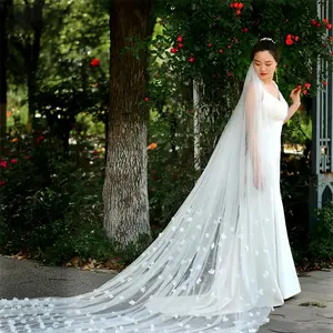 Jancember YL022 Latest Luxury White Long Flower Veils And Accessories For Weddings