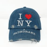 Gorra de Béisbol Ajustable con Logotipo Personalizado de Fábrica, Estilo Vintage, Vaquera Desgastada, Bordado 'I love NY'