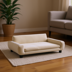 Coussin pour chien en velours crème 100x54x13 cm, rectangulaire, doux, amovible, lavable, pour animaux de compagnie, salon, toutes saisons, style minimaliste - Product Image 2