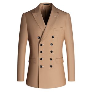 Nuovo abito Slim doppiopetto da <span class=keywords><strong>uomo</strong></span> Casual professionale <span class=keywords><strong>blu</strong></span> <span class=keywords><strong>scuro</strong></span> <span class=keywords><strong>blu</strong></span> <span class=keywords><strong>scuro</strong></span> e grigio moda da esportazione - Product Image 2