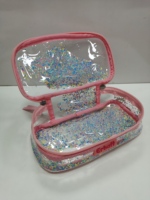 Pochette de présentation personnalisée en PVC avec paillettes et gelée, étui de rangement portable de luxe pour maquillage de voyage