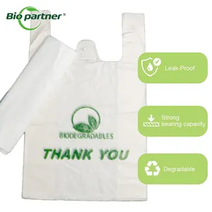 Bolsa de compras de plástico biodegradable para supermercado, bolsa de supermercado, chaleco de almidón de maíz, bolsa para llevar