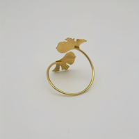 Ronds de serviette élégants et classiques en métal motif feuille de Ginkgo, durables et en stock, pour décorations de table de buffet, Saint-Valentin, pique-niques, restaurants