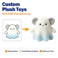 Mascotte en peluche personnalisée en forme de fantôme avec joues rosées, conception OEM ODM à partir de dessin pour la promotion de la marque et l'affichage lors d'événements