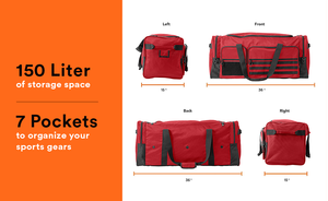 Sac de sport de voyage extra large et robuste de 36 pouces pour les entraîneurs d'équipes de football, de baseball, de basketball, de hockey et de football américain - Product Image 4