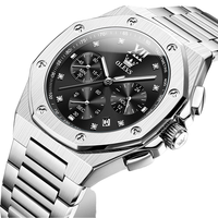Montre de plongée sportive de luxe en acier inoxydable avec logo personnalisé OEM 3626, montre lumineuse pour hommes