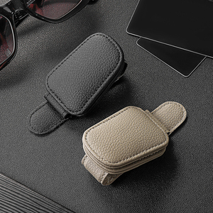 Multi-Functional Car Visor Storage <b>Clip</b> Sunglasses Holder Made of PU Leather Interior Auto Accessory Kit - Product Image 4