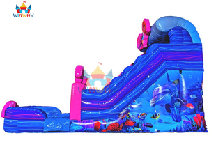 Tobogán Acuático Inflable con Diseño de Princesa Sirena y Piscina, Tobogán Acuático Inflable Comercial Submarino de Sirena en Venta - Product Image 2
