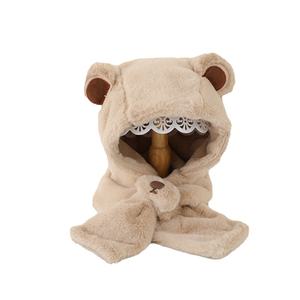 Ensemble bonnet et écharpe en polaire épais pour enfants et bébés, collection automne-hiver, avec cache-cou chaud et protection des oreilles, bonnet en peluche pour garçons et filles, modèle courant - Product Image 5