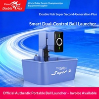 Mesin Pelontar Bola Tenis Meja Double Fish Super Generasi Kedua Plus Smart Dual-Control Adjustable Arc Multifungsi Portabel