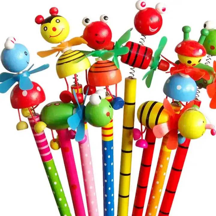 High Quality Cute School Student Promotion Gifts Kids Animal Cartoon Wooden Pencil