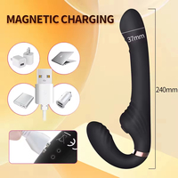 Vibromasseur Strap-on sans Sangle à 10 Vitesses, Double Vibration pour Femme, Jouet Sexuel Adulte pour Femme et Couple, Masseur Anal et de Prostate