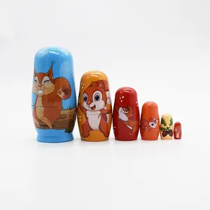 Bonecos de madeira russos para empilhar, bonecos de desenho animado personalizados, brinquedos educativos, novo design