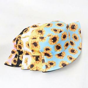 Wholesale 5-Panel Breathable Sun Protection <b>Reversible</b> Custom Printed Sunflower Fisherman <b>Bucket</b> <b>Hat</b> 100% Cotton - Product Image 2