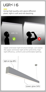 Luminaires suspendus linéaires LED pour <span class=keywords><strong>bureau</strong></span> et commerce, luminaires suspendus modernes pour salon et escalier, noir, télécommande, aluminium, 3 ans <span class=keywords><strong>de</strong></span> garantie - Product Image 5