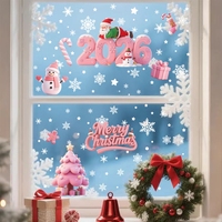 Autocollants de fenêtre 3D imperméables pour Noël 2026 - Décoration festive pour la maison et le bureau, 4 pièces, design de dessin animé