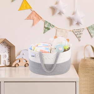 Organisateur de caddies de couches pour bébés écologiques pliables avec logo personnalisé sac fourre-tout en coton tissé avec cordon de coton avec doublure en coton - Product Image 6