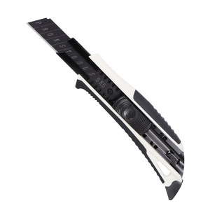 Industrial Grade Utility Knife Rubber Coated Stainless Steel Blade Black White Handle Office Household Use - Product Image 5