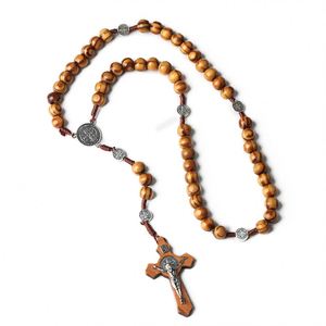 [En Stock] Rosario Católico Vintage de Madera con Cruz, 3 Colores, 10mm, Colgante Religioso Hecho a Mano, Regalos de Jesús para Pascua, Venta al por Mayor - Product Image 2