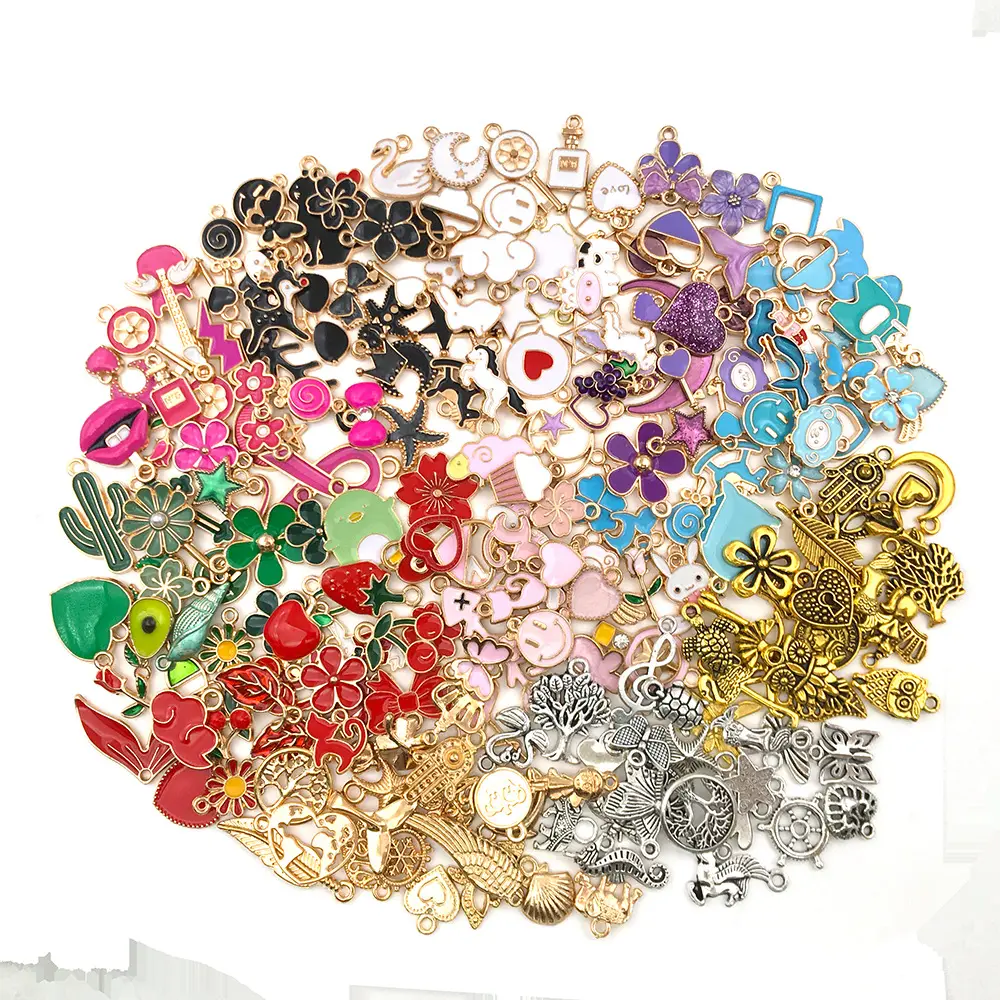 30pc all'ingrosso mix bulk design assortito collana colorata orecchino braccialetto pendenti ciondoli smaltati placcati oro per la creazione di gioielli