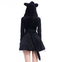 Ensemble de costumes de chat noir assortis pour la famille, tenues de cosplay d'Halloween pour maman et moi, combinaison de chat avec oreilles, queue et gants en forme de pattes