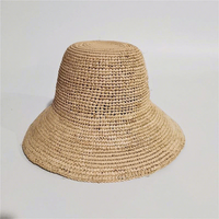 Topi Jerami Rafia Madagaskar Alami Rajutan Tangan Grosir untuk Wanita, Cocok untuk Pantai, Bepergian, dan Pelindung dari Sinar Matahari di Musim Panas