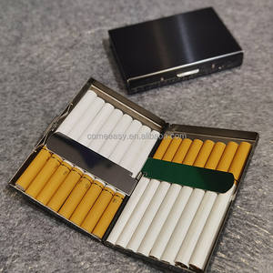XB étui à <span class=keywords><strong>cigarettes</strong></span> de couleur noire pour hommes Portable pour boîte à <span class=keywords><strong>cigarettes</strong></span> mince épaisse étui de protection en métal - Product Image 1