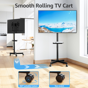 14-55 inch di động TV giỏ hàng Màn hình tầng đứng Chiều cao có thể điều chỉnh kim loại cán TV giỏ hàng với máy tính xách tay kệ - Product Image 4