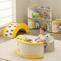 Ensemble table et chaise d'étude pour enfants Vsuch avec jouet d'escalade en forme d'arche, mobilier multifonctionnel pour tout-petits pour salle de jeux