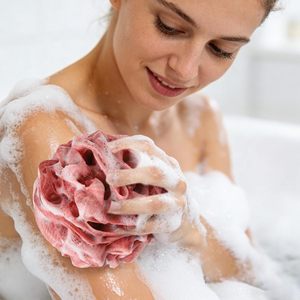 Hot Selling Luffa Bath <b>Sponge</b> Scrub <b>Natural</b> Body Rose Flower Scrub Exfoliate Skin Washing Body Scrub Glove Bath Scrubber - Product Image 5