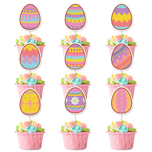 ของตกแต่งเค้ก DAMA รูปไข่กระดาษและกระต่ายน้อยสำหรับเทศกาลอีสเตอร์ 9 ชิ้น ไข่หลากสีสันสำหรับตกแต่งเค้กในวันอีสเตอร์ - Product Image 4