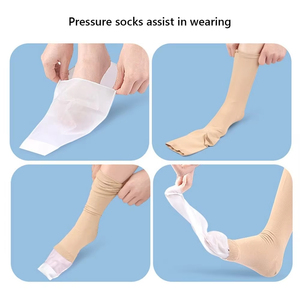 Facile scivolo a punta aperta compressione calzino aiuto per mettere su veloce calza applicatore per uomini e donne disabili anziani - Product Image 3