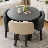 Ensemble de table basse ronde minimaliste moderne en marbre et bois pour le salon, facile à nettoyer